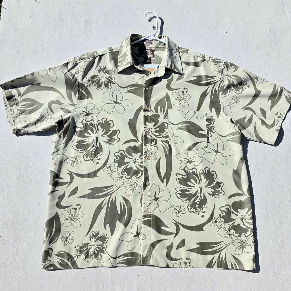 Men's Short-Sleeve Hawaiian Shirt - Olive Floral